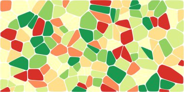 Vitray renkli voronoi fileto, vektör soyut ile. Düzensiz hücre arka plan deseni. 2D geometrik şekiller kılavuz. En boy oranı 2:1