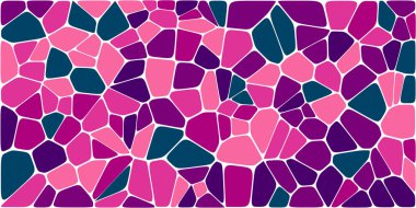 Vitray renkli voronoi fileto, vektör soyut ile. Düzensiz hücre arka plan deseni. 2D geometrik şekiller kılavuz. En boy oranı 2:1