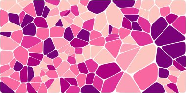 Vitray renkli voronoi fileto, vektör soyut ile. Düzensiz hücre arka plan deseni. 2D geometrik şekiller kılavuz. En boy oranı 2:1
