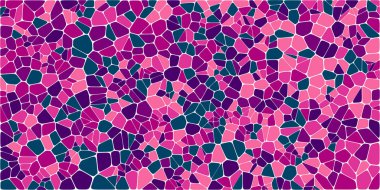 Vitray renkli voronoi fileto, vektör soyut ile. Düzensiz hücre arka plan deseni. 2D geometrik şekiller kılavuz. En boy oranı 2:1