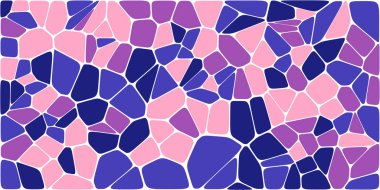 Vitray renkli voronoi fileto, vektör soyut ile. Düzensiz hücre arka plan deseni. 2D geometrik şekiller kılavuz. En boy oranı 2:1