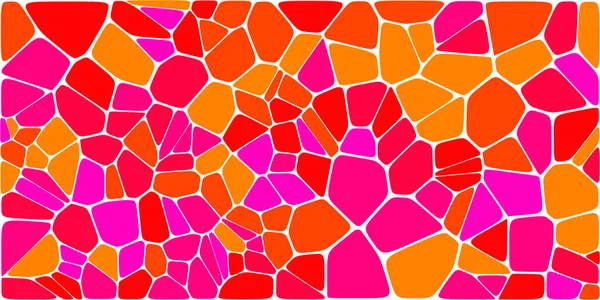 Vitray renkli voronoi fileto, vektör soyut ile. Düzensiz hücre arka plan deseni. 2D geometrik şekiller kılavuz. En boy oranı 2:1