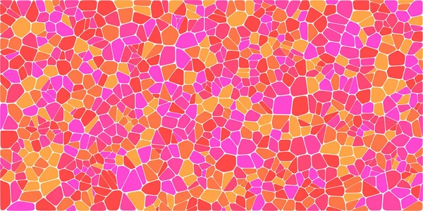 Vitray renkli voronoi fileto, vektör soyut ile. Düzensiz hücre arka plan deseni. 2D geometrik şekiller kılavuz. En boy oranı 2:1