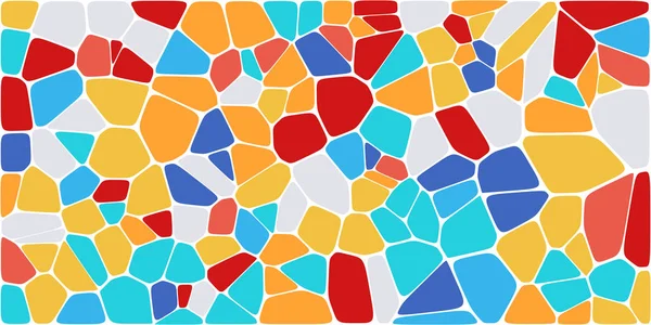 Vitray renkli voronoi fileto, vektör soyut ile. Düzensiz hücre arka plan deseni. 2D geometrik şekiller kılavuz. En boy oranı 2:1