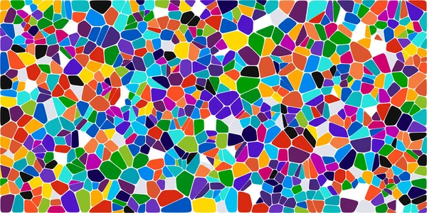 Vitray renkli voronoi fileto, vektör soyut ile. Düzensiz hücre arka plan deseni. 2D geometrik şekiller kılavuz. En boy oranı 2:1