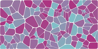 Vitray renkli voronoi fileto, vektör soyut ile. Düzensiz hücre arka plan deseni. 2D geometrik şekiller kılavuz. En boy oranı 2:1