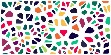 Vitray renkli voronoi fileto, vektör soyut ile. Düzensiz hücre arka plan deseni. 2D geometrik şekiller kılavuz. En boy oranı 2:1