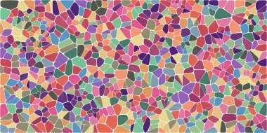 Vitray renkli voronoi fileto, vektör soyut ile. Düzensiz hücre arka plan deseni. 2D geometrik şekiller kılavuz. En boy oranı 2:1
