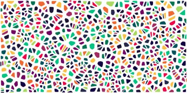 Vitray renkli voronoi fileto, vektör soyut ile. Düzensiz hücre arka plan deseni. 2D geometrik şekiller kılavuz. En boy oranı 2:1