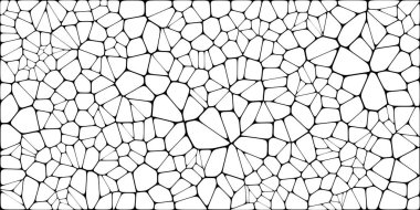 Vitray renkli voronoi fileto, vektör soyut ile. Düzensiz hücre arka plan deseni. 2D geometrik şekiller kılavuz. En boy oranı 2:1