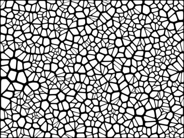 Vitray renkli voronoi fileto, vektör soyut ile. Düzensiz hücre arka plan deseni. 2D geometrik şekiller kılavuz. En boy oranı 2:1