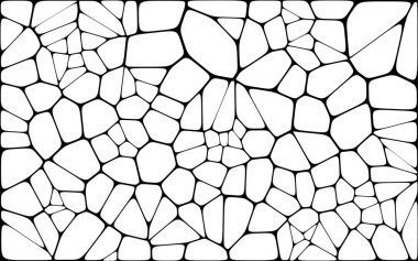 Vitray renkli voronoi fileto, vektör soyut ile. Düzensiz hücre arka plan deseni. 2D geometrik şekiller kılavuz. En boy oranı 2:1