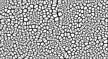 Vitray renkli voronoi fileto, vektör soyut ile. Düzensiz hücre arka plan deseni. 2D geometrik şekiller kılavuz. En boy oranı 2:1