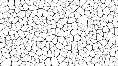 Vitray renkli voronoi fileto, vektör soyut ile. Düzensiz hücre arka plan deseni. 2D geometrik şekiller kılavuz. En boy oranı 2:1