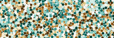 Seyrek suluboya konfeti nokta beyaz arka plan üzerinde renkli. Kaotik desen daire dijital. En boy oranı 3:1