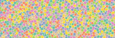 Seyrek suluboya konfeti nokta beyaz arka plan üzerinde renkli. Kaotik desen daire dijital. En boy oranı 3:1