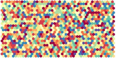 Altıgen kılavuz arka plan doku deseninin renkli. Petek vektör arka plan. İzometrik geometri. En boy oranı 2:1