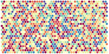 Altıgen kılavuz arka plan doku deseninin renkli. Petek vektör arka plan. İzometrik geometri. En boy oranı 2:1