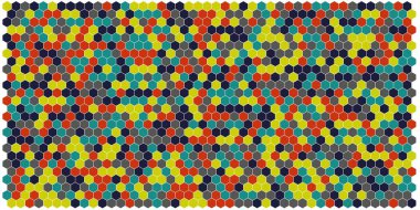 Altıgen kılavuz arka plan doku deseninin renkli. Petek vektör arka plan. İzometrik geometri. En boy oranı 2:1