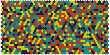 Altıgen kılavuz arka plan doku deseninin renkli. Petek vektör arka plan. İzometrik geometri. En boy oranı 2:1