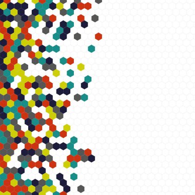 Grenli desen altıgenler renkli oluşur. Petek vektör arka plan. İzometrik geometri soyutlama. En boy oranı 1:1