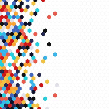 Grenli desen altıgenler renkli oluşur. Petek vektör arka plan. İzometrik geometri soyutlama. En boy oranı 1:1