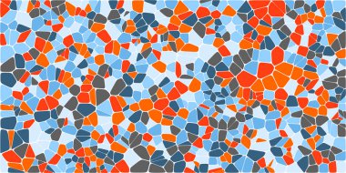 Vitray renkli voronoi fileto, vektör soyut ile. Düzensiz hücre arka plan deseni. 2D geometrik şekiller kılavuz. En boy oranı 2:1