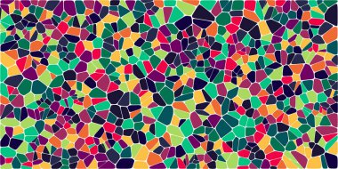 Vitray renkli voronoi fileto, vektör soyut ile. Düzensiz hücre arka plan deseni. 2D geometrik şekiller kılavuz. En boy oranı 2:1