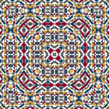 Soyut renkli altıgen kare geometrik seamless modeli simetrik kaleydoskop moda 