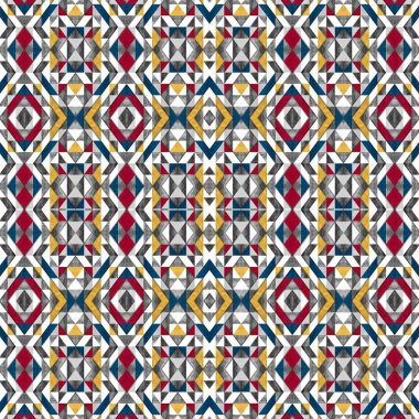 Soyut renkli altıgen kare geometrik seamless modeli simetrik kaleydoskop moda 