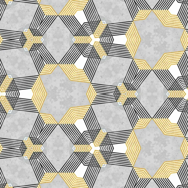 Abstraktní barevné šestiúhelníku čtvercové geometrický vzor bezešvé symetrický kaleidoskop móda — Stock fotografie