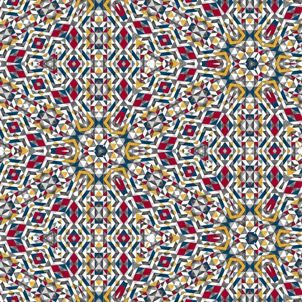 Абстрактный красочный шестиугольник квадратный геометрический бесшовный узор симметричный калейдоскоп моды — стоковое фото