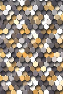 Petek altın ızgara dikişsiz arka plan veya Altıgen hücre 