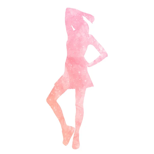 Aquarell Silhouette Einer Frau — Stockvektor