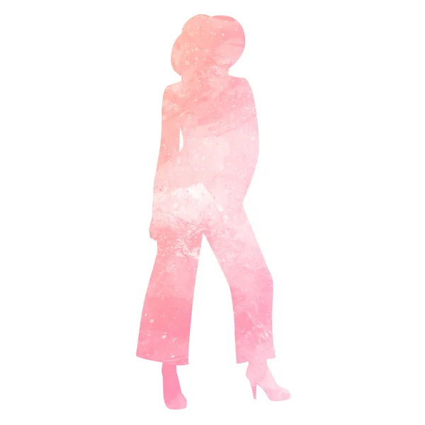 Watercolor Silhouette Woman — Stock Vector