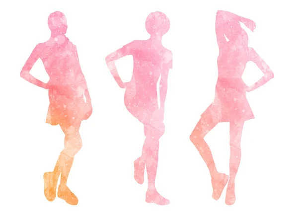 Watercolor silhouettes of women, vector — Stock Vector