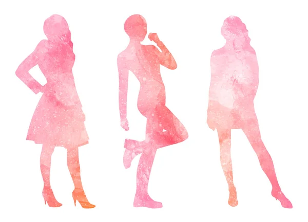 Silhouettes aquarelle de femmes, vecteur — Image vectorielle