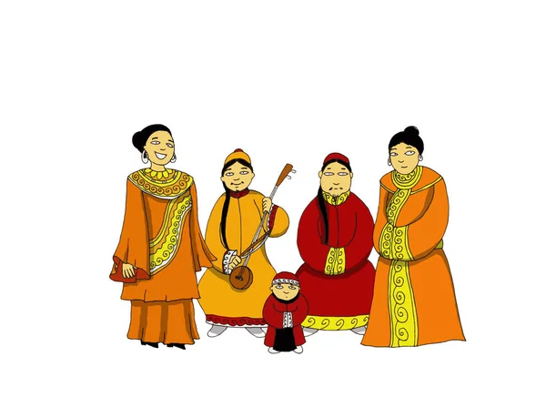 Familia China Vestida Con Ropa Tradicional — Foto de Stock