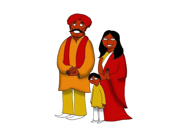 Ilustración Una Familia India — Foto de Stock