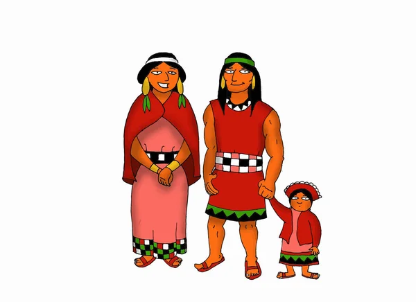 Illustration Une Famille Inca — Photo