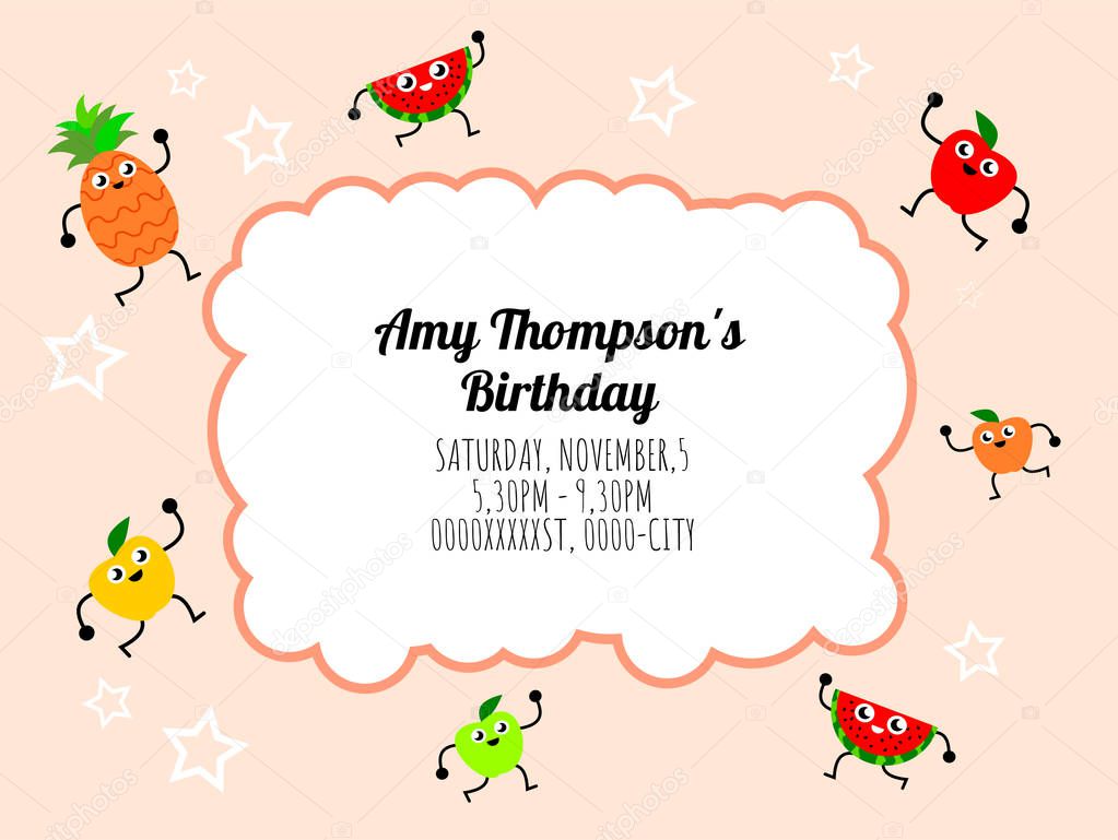 Cute card template of a birthday invitation