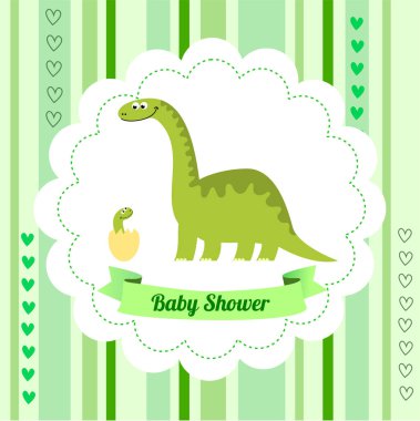 Funny illustration of a dinosaur mom with her newborn son clipart