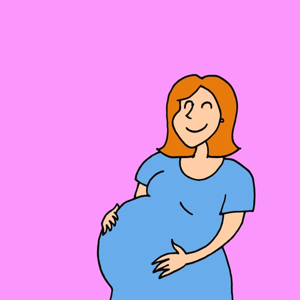 Sympathetic Illustration Smiling Woman Pregnancy — Stock Vector