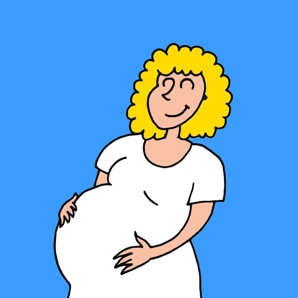 Sympathieke Illustratie Van Een Lachende Vrouw Zwangerschap — Stockvector
