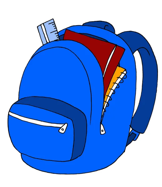 Illustration School Backpack Full Educational Objects — Stock Photo, Image