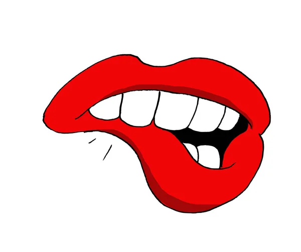 Illustration of a woman mouth biting her lower lip