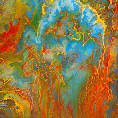 Turuncu ve mavi hücreli soyut arkaplan