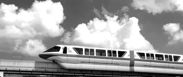 Train Ferroviaire Mono Qui Déplace Les Gens Autour Parc Thème — Photo