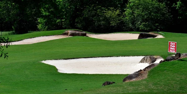 Golfbaan Zand Traps Achtergrond Landschap — Stockfoto