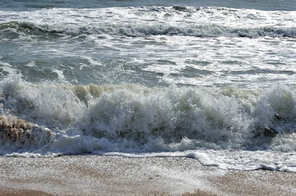 Océano Olas Rompiendo Playa Surf Fondo — Foto de Stock
